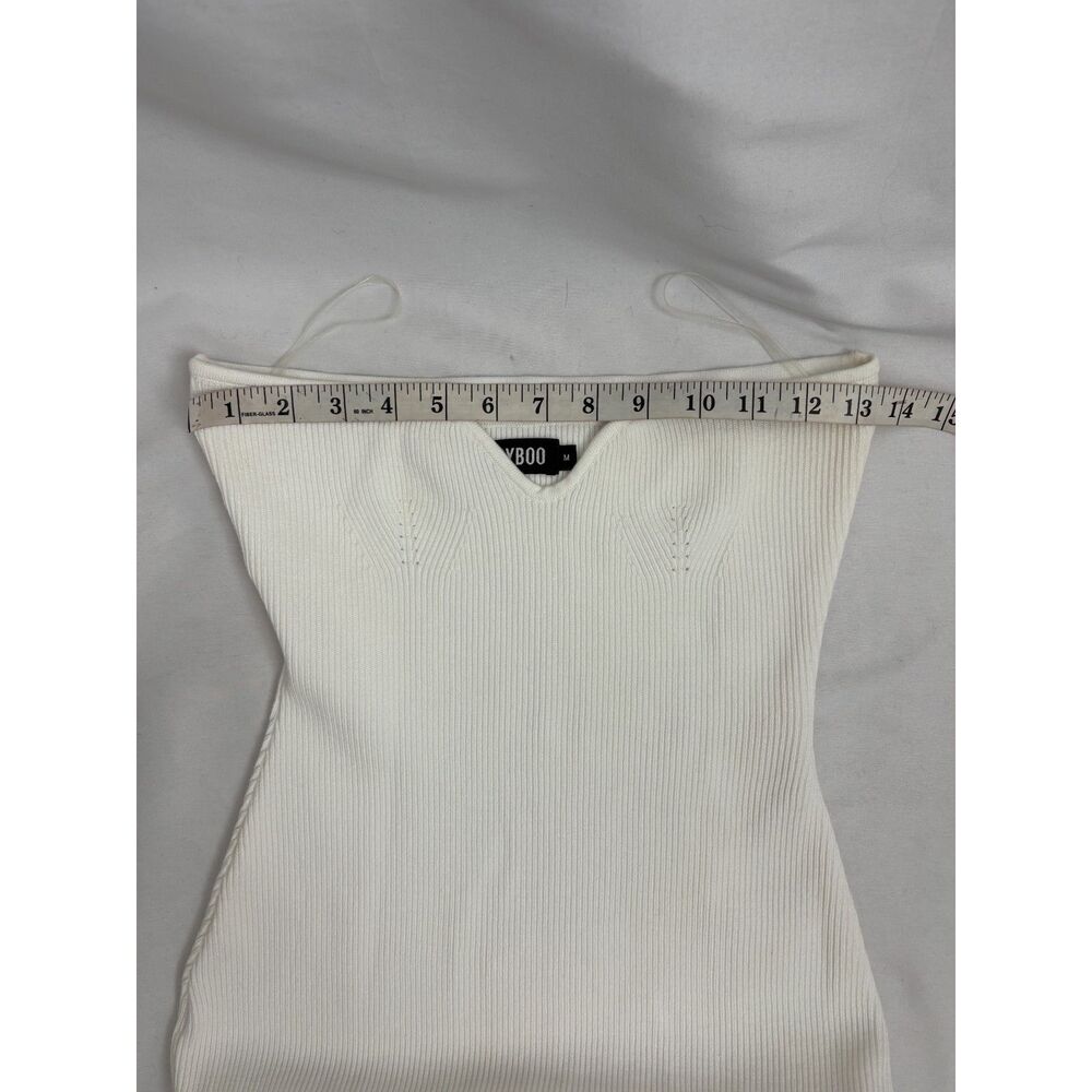 BABYBOO Angela Maxi White Knit Dress Size M Strapless Date Wedding Bridal Boho - Picture 10 of 11